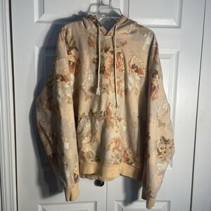 BDG UO Wilted Floral Hoodie Adult XL Earthtones Kangaroo Pouch Cotton Blend Top